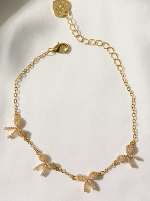 18K Gold Shimmering Bow Bracelet - ARULA - 