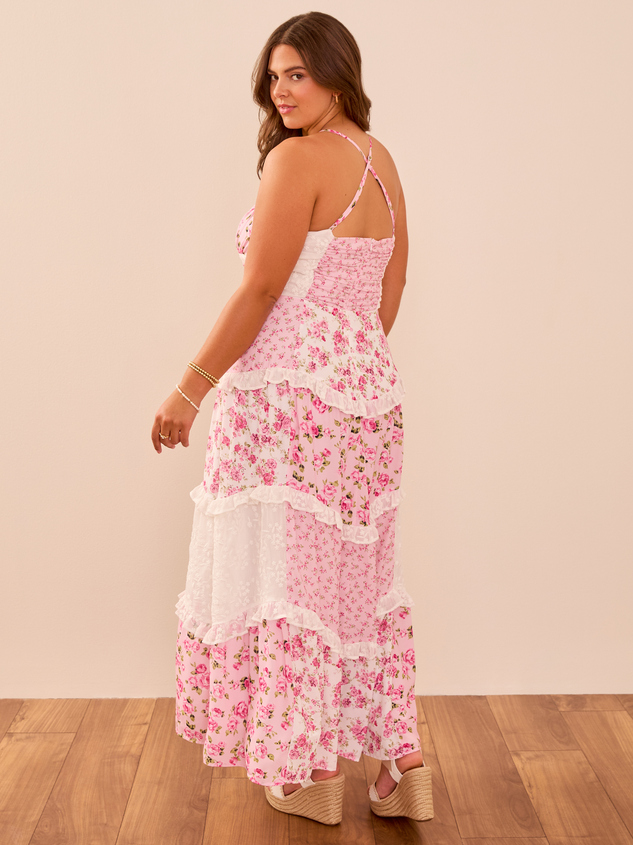 Adernia Patchwork Floral Maxi Dress Detail 5 - ARULA