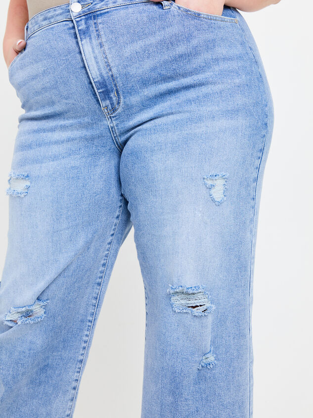 Incrediflex Destructed Wide Leg Jeans Detail 5 - ARULA