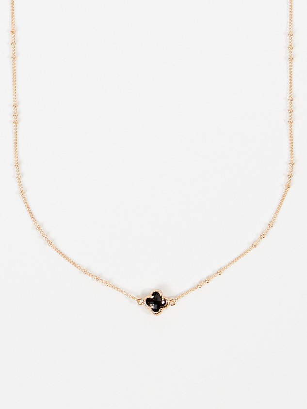 Dainty Clover Charm Choker Necklace Detail 2 - ARULA