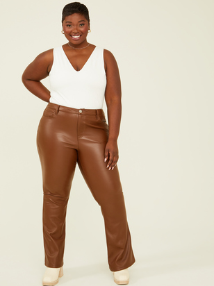 Marlowe Vegan Leather Flare Pants - ARULA