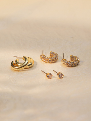 18K Gold Mini Hoop Earring Pack - ARULA - 
