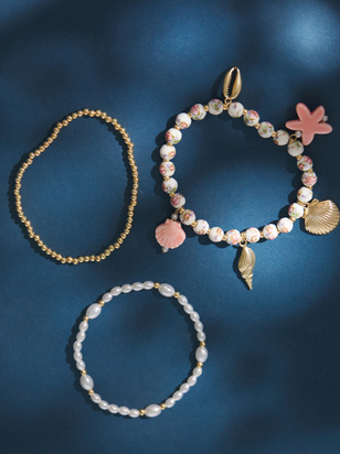 Beachy Bloom Charm Bracelet Set - ARULA