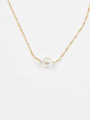 18K Gold Dipped Dainty Pearl Charm Necklace - ARULA