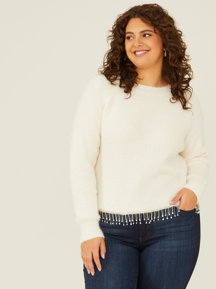 Jada Rhinestone Fringe Sweater - ARULA