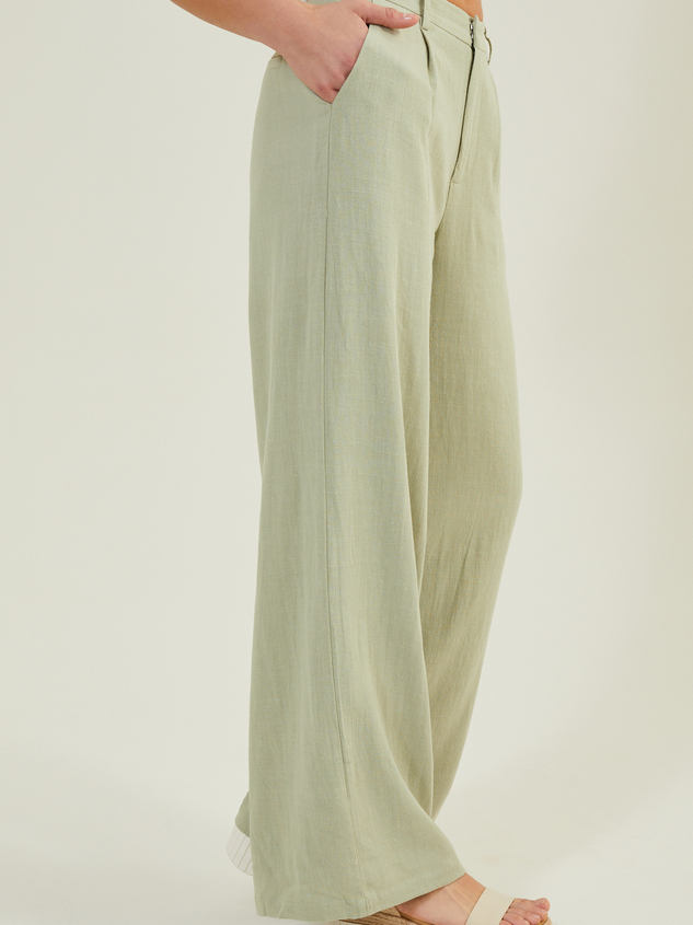 Tessa Linen Trouser Pants Detail 4 - ARULA