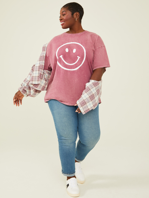 Smiley Face Oversized Tee Detail 2 - ARULA