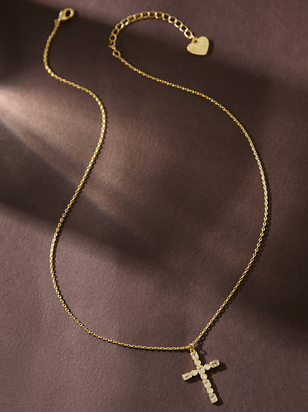 18K Gold Radiant Cross Necklace - ARULA