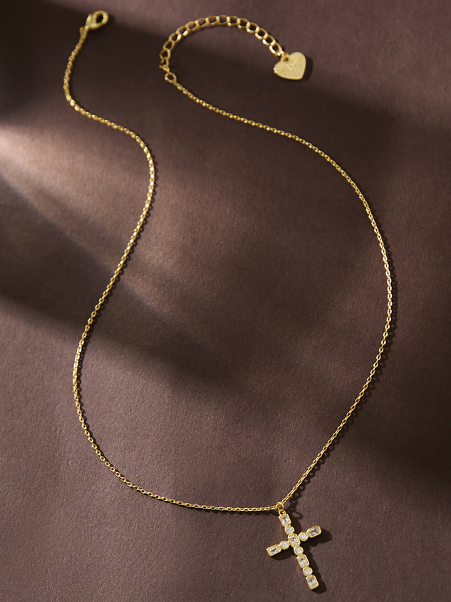 18K Gold Radiant Cross Necklace - ARULA