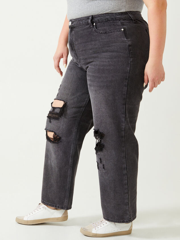 Destructed Wide Leg Jeans Detail 3 - ARULA