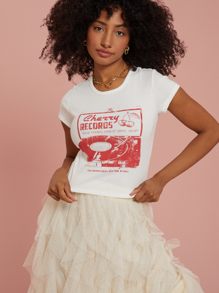 Cherry Record NY Baby Tee - ARULA