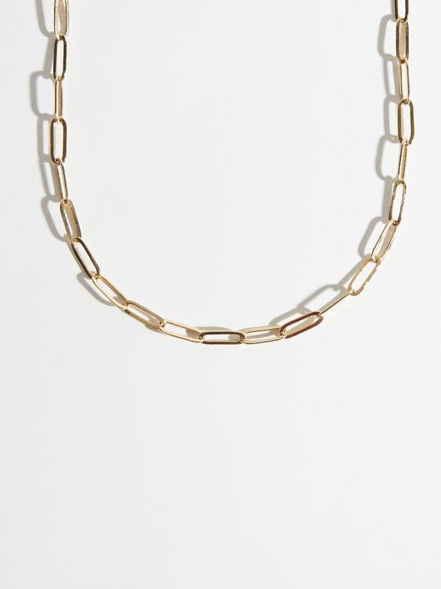 18K Gold Dipped Paperclip Chain Choker Necklace Detail 2 - ARULA
