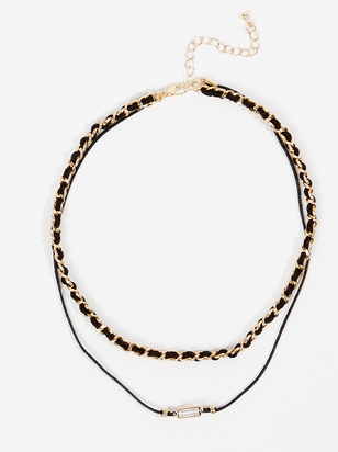 Braided Leather Cord Layered Necklace - ARULA