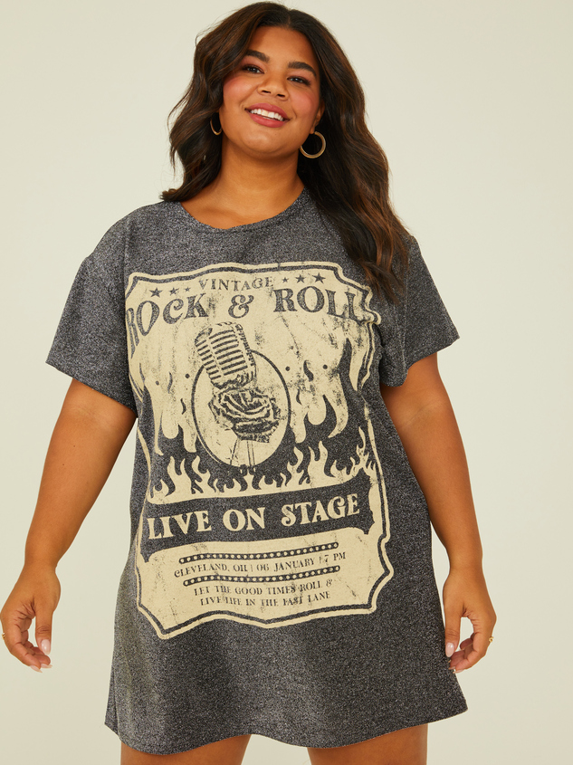 Rock & Roll Glitter Graphic Dress Detail 2 - ARULA