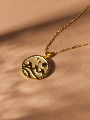 Wave Coin Charm Necklace - ARULA