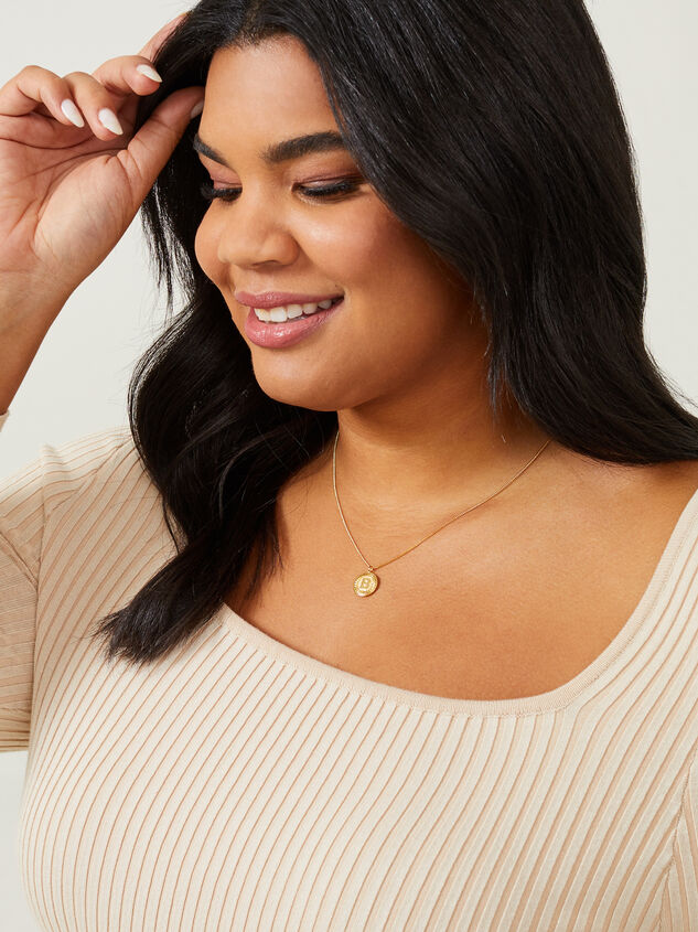 18k Gold Monogram Necklace - B Detail 3 - ARULA