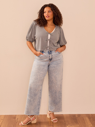 Peggy Gingham Tie Front Top - ARULA - 