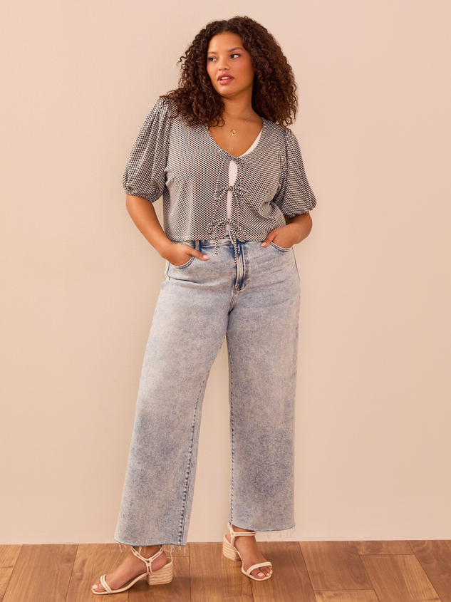 Peggy Gingham Tie Front Top - ARULA