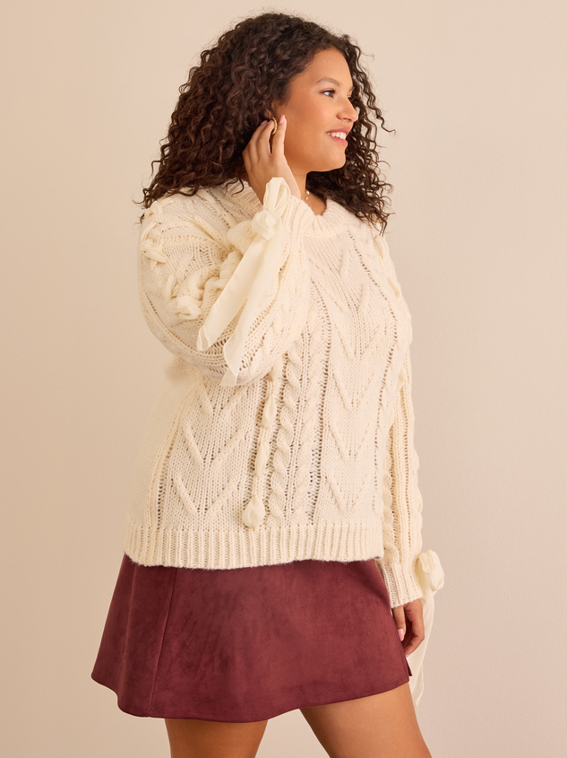 Gemma Ribbon Oversized Sweater Detail 4 - ARULA