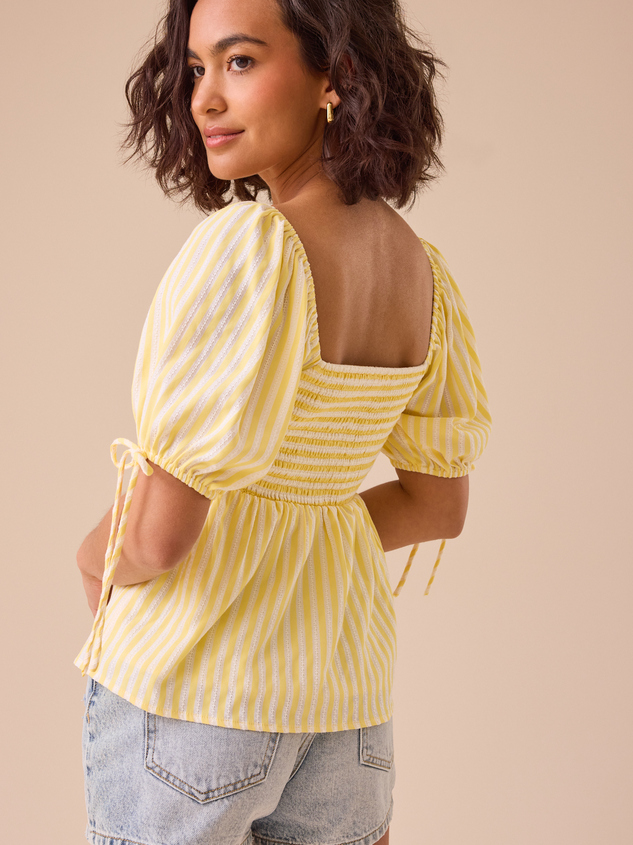 Sonia Striped Babydoll Top Detail 5 - ARULA
