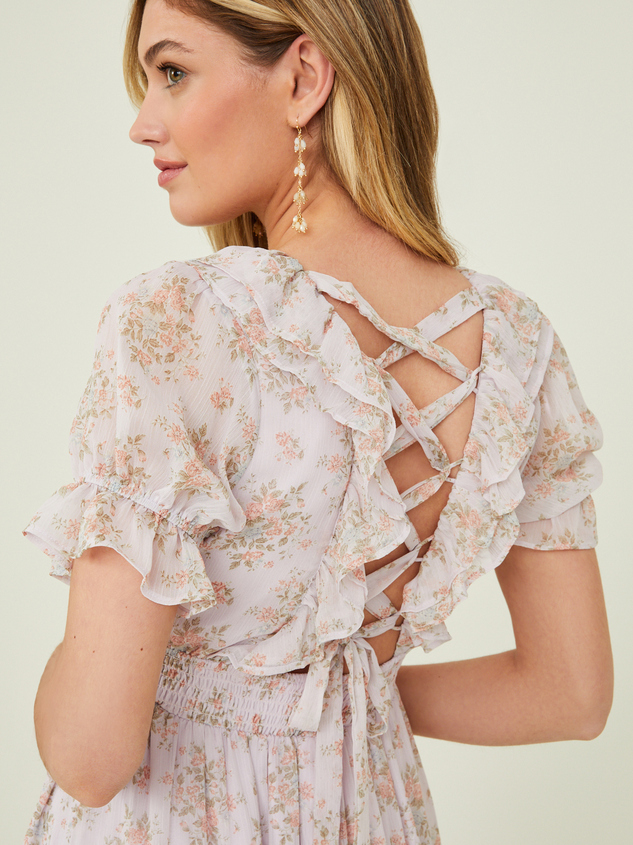 Keira Floral Midi Dress Detail 2 - ARULA