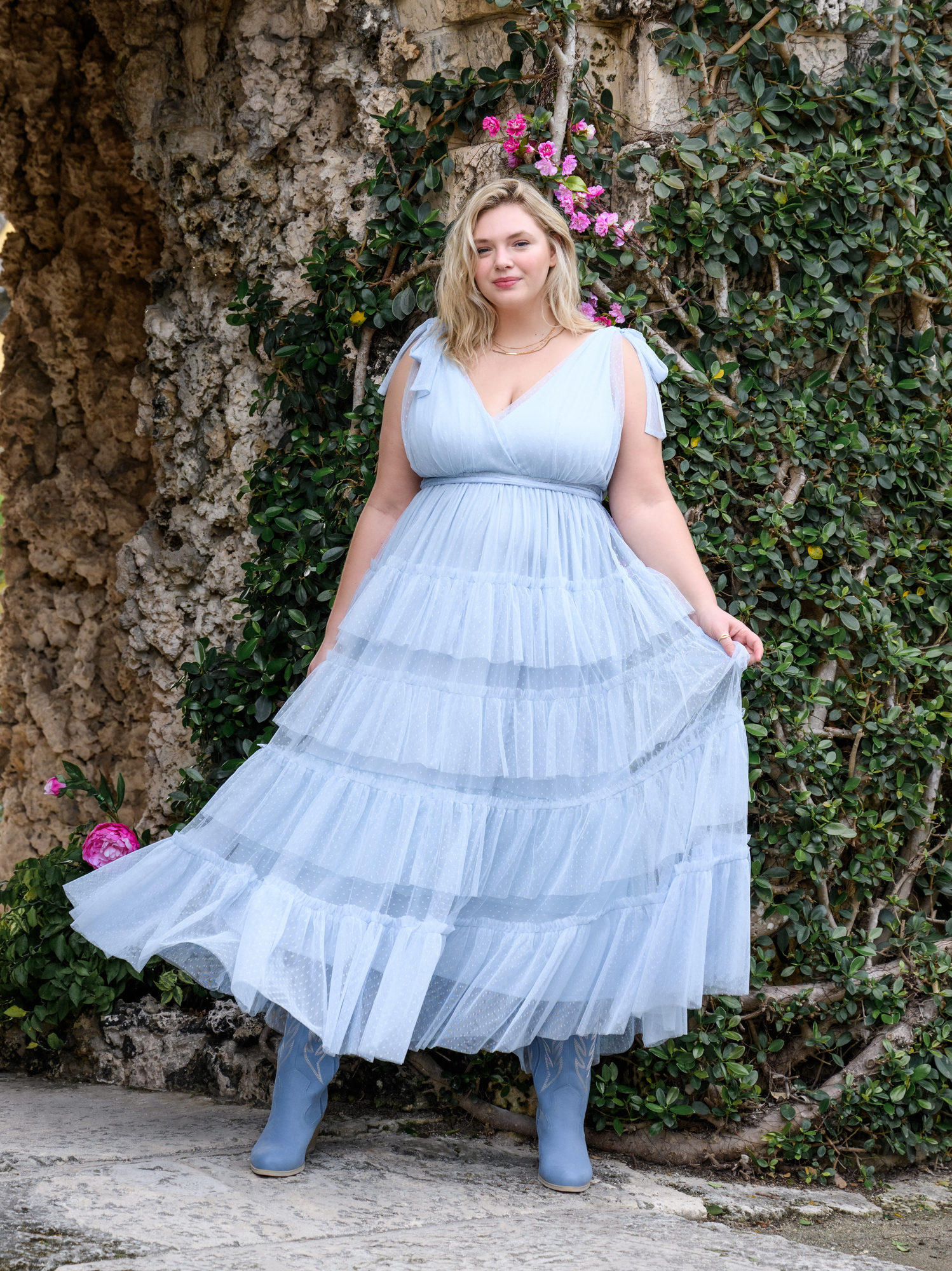Light blue maxi outlet dress plus size