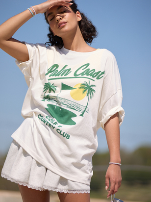 Palm Coast Oversized Graphic Tee - ARULA - 