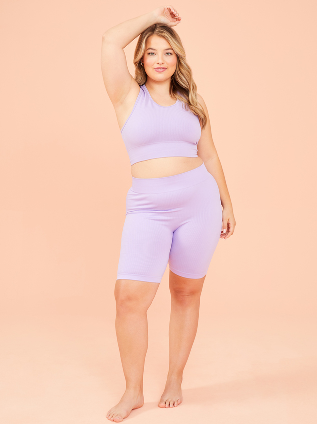 Seamless Ribbed Longline Sports Bra Detail 5 - ARULA