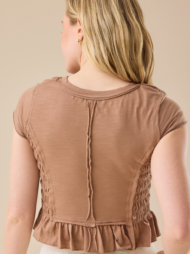 Annaleigh Smocked Fitted Tee Detail 4 - ARULA
