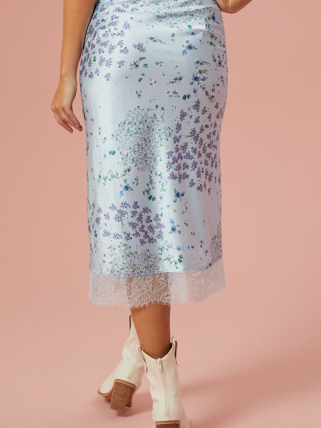 Hattie Satin Floral Skirt Detail 4 - ARULA