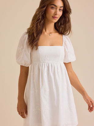 Jordan Bow Eyelet Mini Dress - ARULA - 