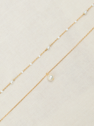 18K Gold Layered Gold and Pearl Necklace - ARULA