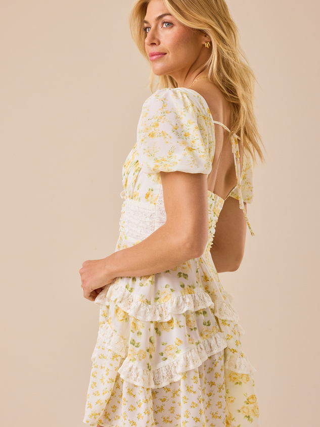 Aderny Floral Mini Dress Detail 5 - ARULA