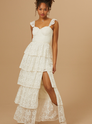 Umber Embroidered Lace Dress - ARULA
