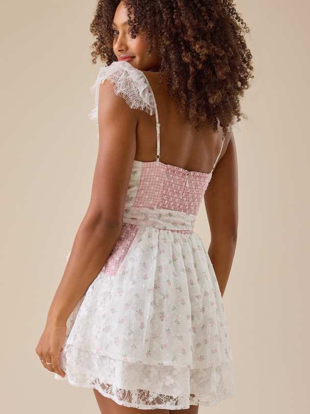Annaliese Floral Mini Dress Detail 6 - ARULA