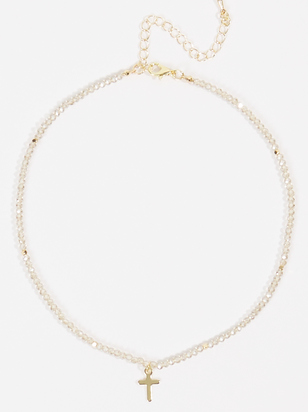 Dainty Beaded Cross Choker Necklace - ARULA