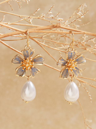 Watercolor Flower Dangle Earrings - ARULA - 