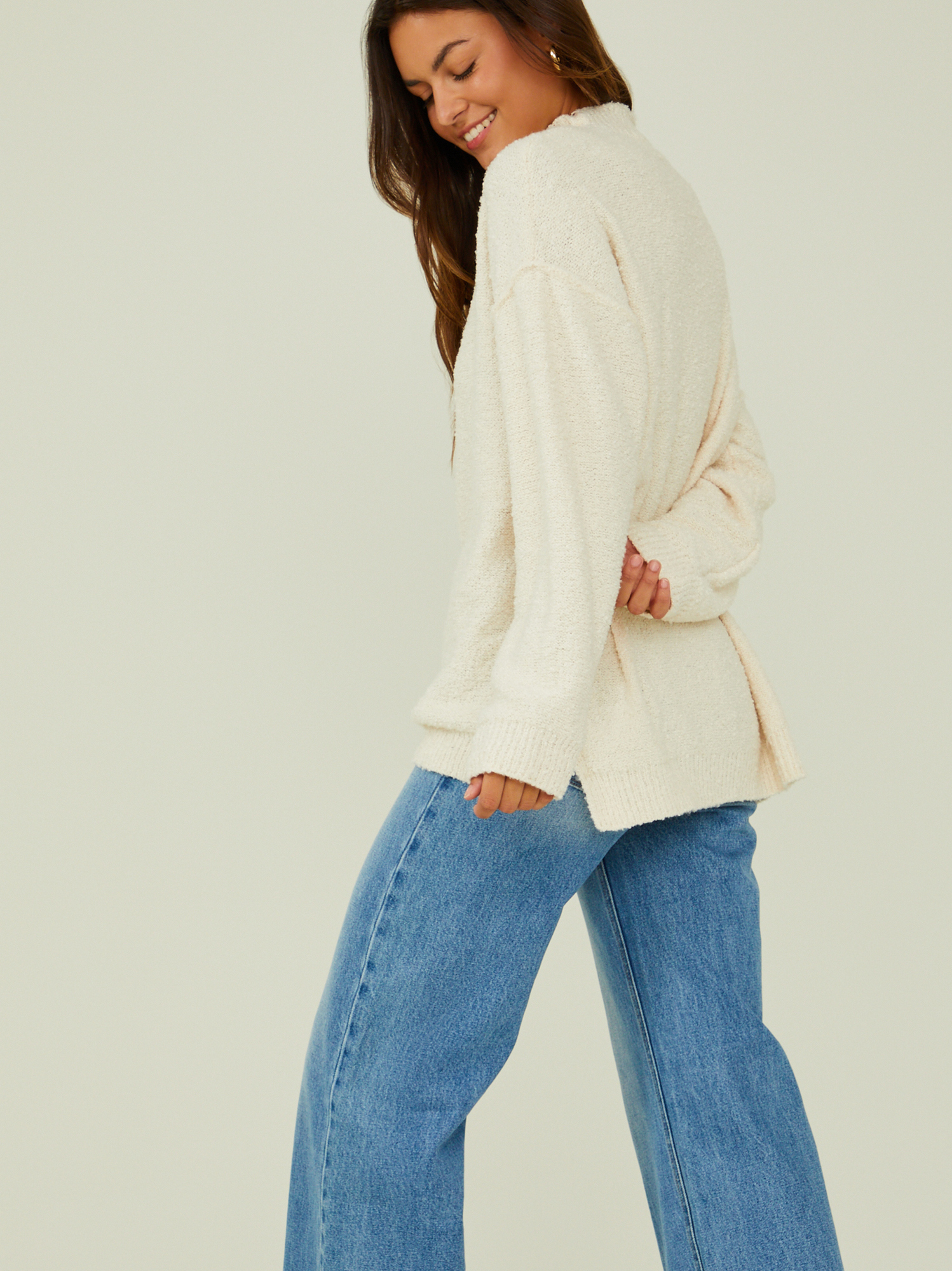 Mae Mock Neck Tunic Sweater