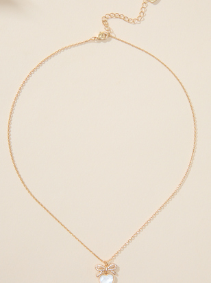 Bow Heart Charm Necklace - ARULA