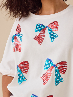 Sequin USA Bow Oversize Tee - ARULA