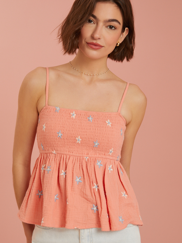 Olivia Embroidered Babydoll Tank Top Detail 2 - ARULA