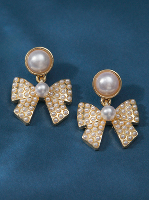 Pearly Bow Dangle Earring - ARULA