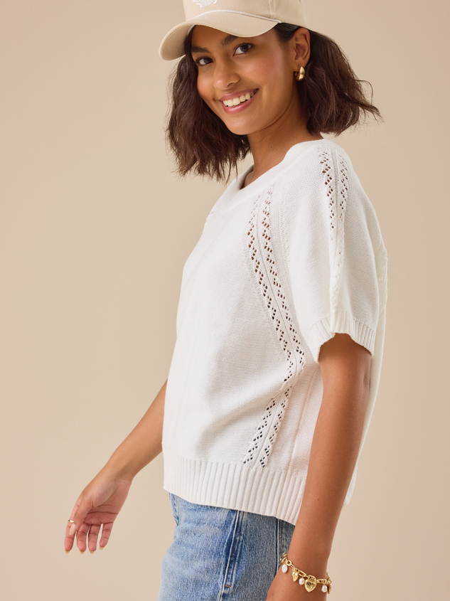 Maci Crochet Boxy Pullover Detail 4 - ARULA