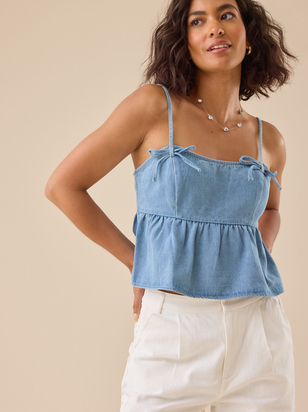 Lakin Babydoll Bow Strap Tank - ARULA - 