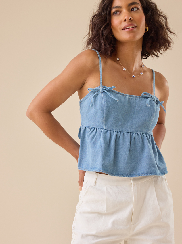 Lakin Babydoll Bow Strap Tank - ARULA