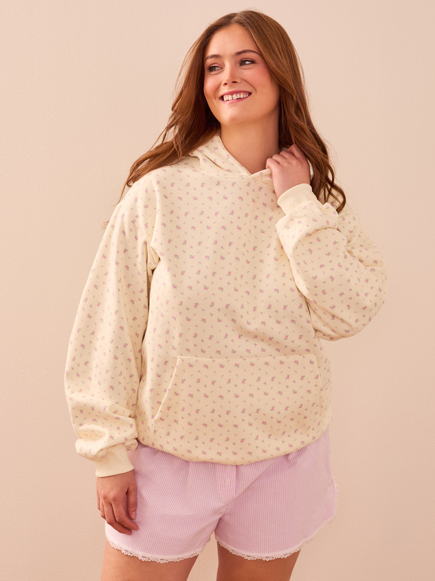 Floral Fleece Hoodie Detail 2 - ARULA