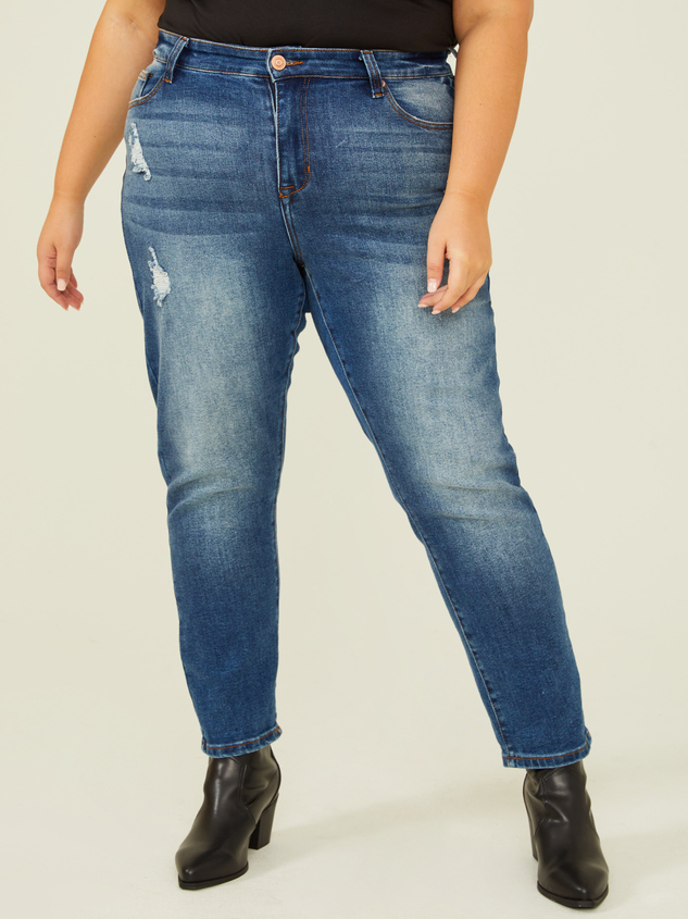 Destructed Girlfriend Jeans Detail 3 - ARULA