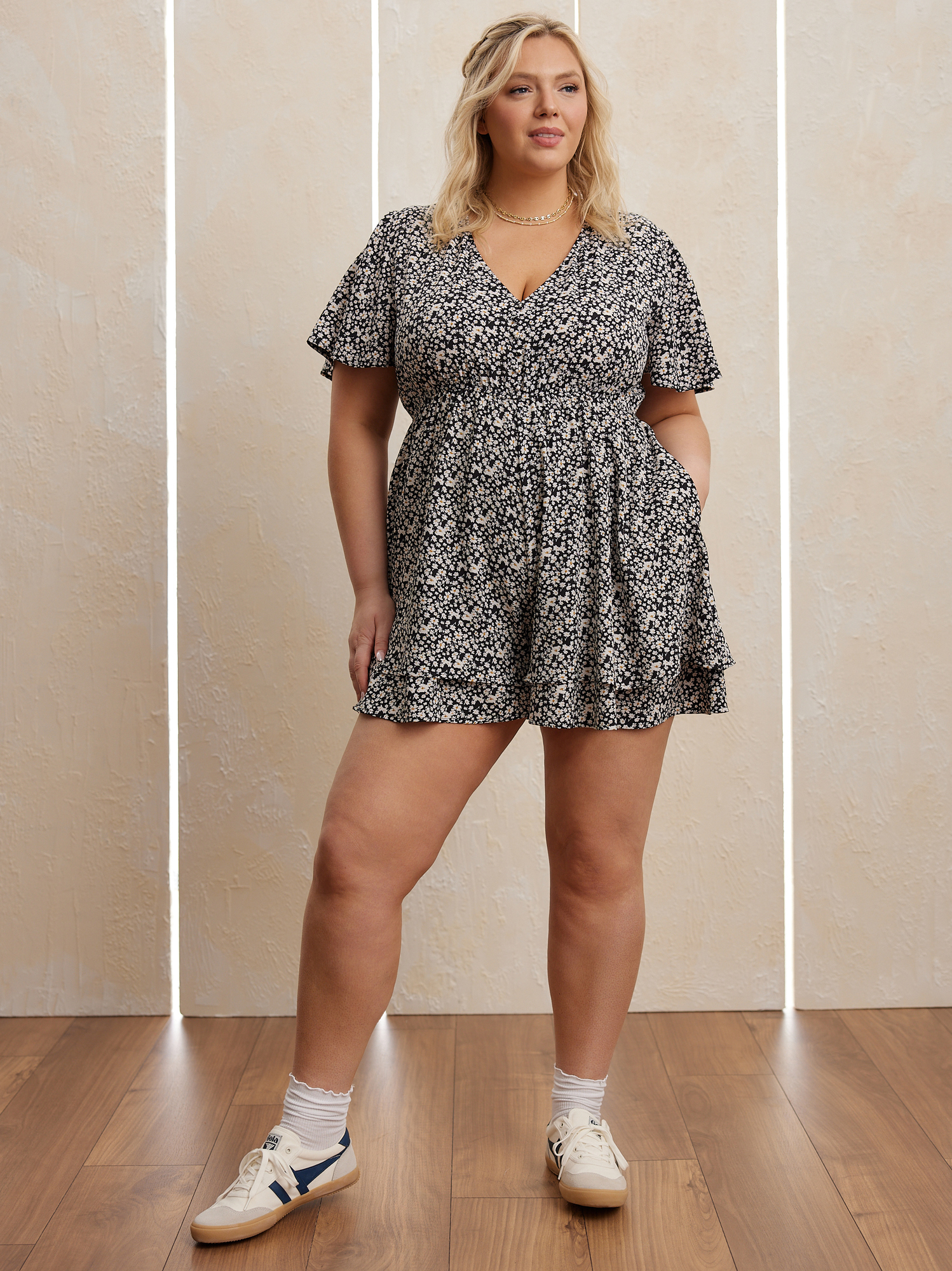 Black and white floral romper online