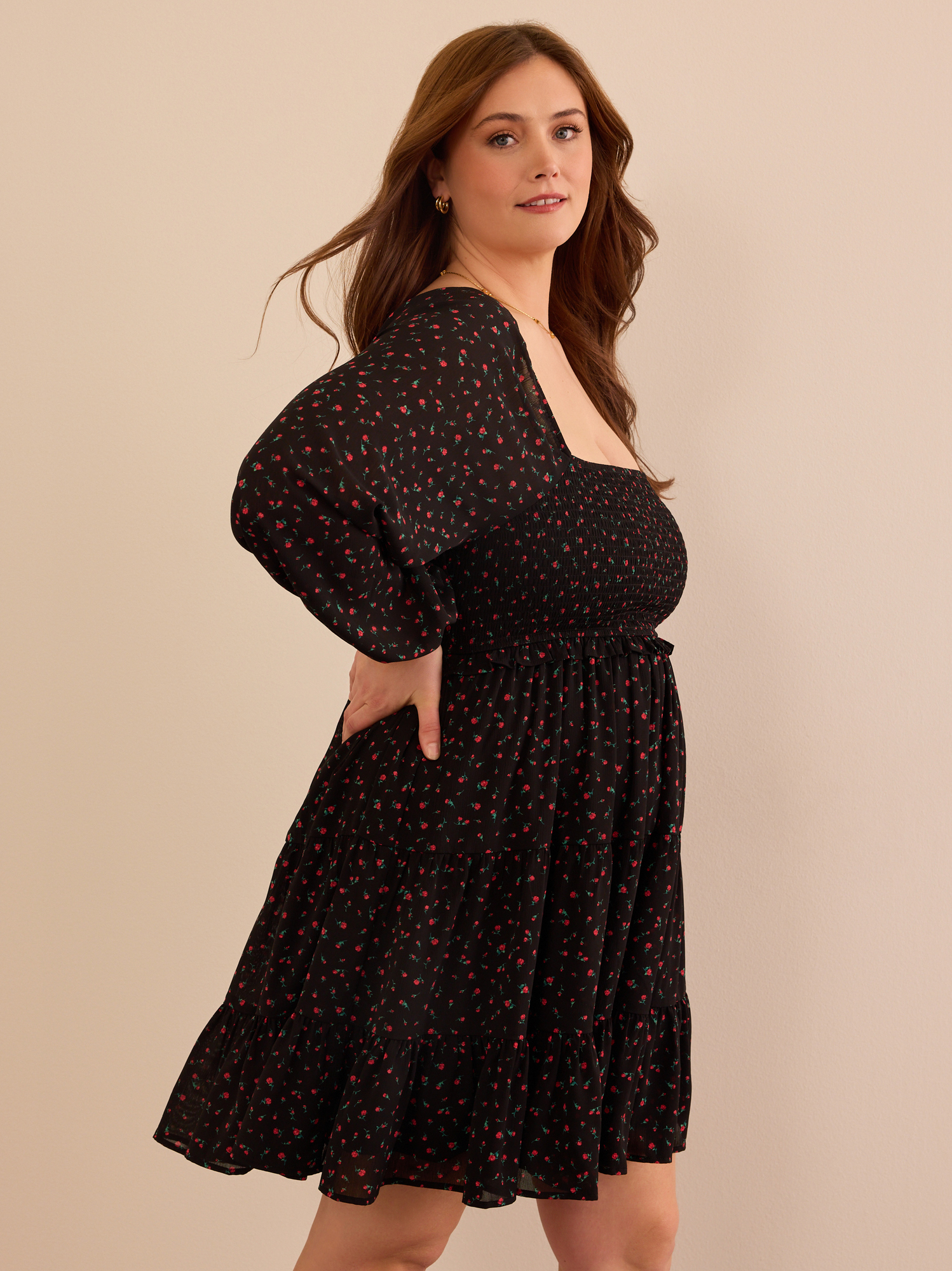 Marissa Floral Mini Dress in Black | Arula