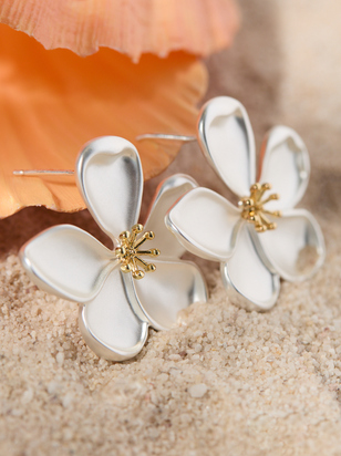 Brushed Flower Statement Earring - ARULA